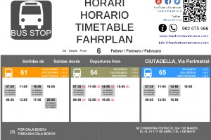 Nuevos horarios a partir del 6 de febrero